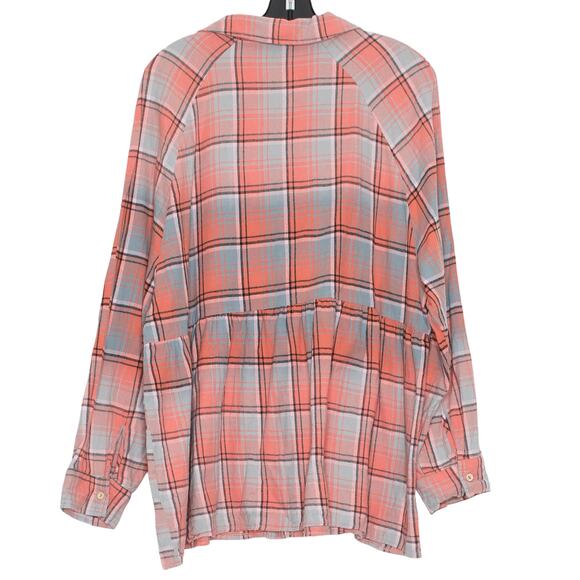 Like Love Top Cottage Oversize Peplum Y2K Grunge Academia Preppy Button Plaid XL - Picture 2 of 10